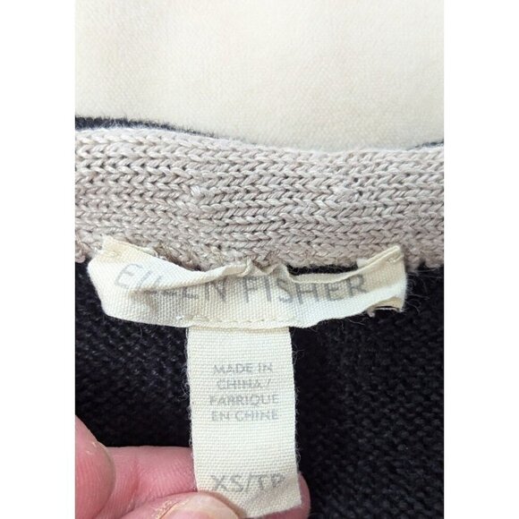 Eileen Fisher Women XS Sweater 100% Linen Knit Minimalist Lagenlook Striped - Picture 3 of 4